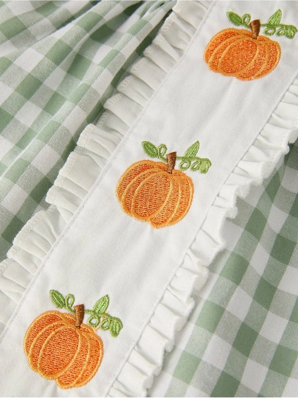 Rylee Faith Fall Thanksgiving Appliqué Plaid Girls Bloomers Romper Set